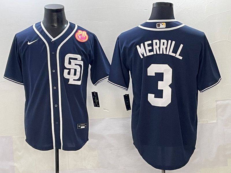 Men 2025 San Diego Padres #3 Merrill Dark Blue Game Nike MLB Jersey style 6->san diego padres->MLB Jersey